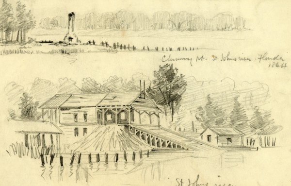 Chimney Pt. St. Johns river, Florida, 1864 and St Johns river, 1864, drawing, 1862-1865, by Alfred