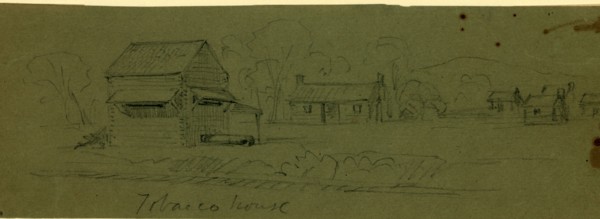Tobacco house, 1860-1865, drawing, 1862-1865, by Alfred R Waud, 1828-1891, an american artist