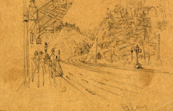 Saint Dennis Post-office, Baltimore County, Maryland, 1860-1865, drawing, 1862-1865, by Alfred R