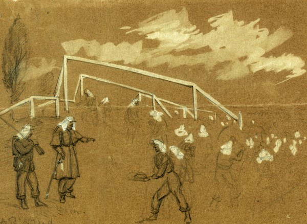 Jersey troops breaking the ground for a fort to defend Washington, on Virginia soil near the long