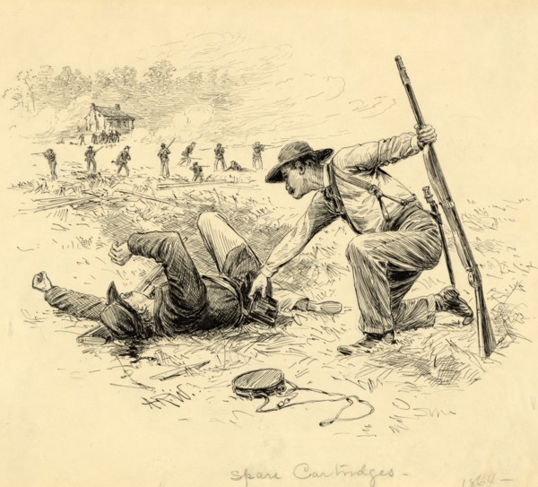 Spare cartridges, 1864, drawing on cream paper black ink, 18.9 x 20.8 cm. (sheet),  1862-1865, by