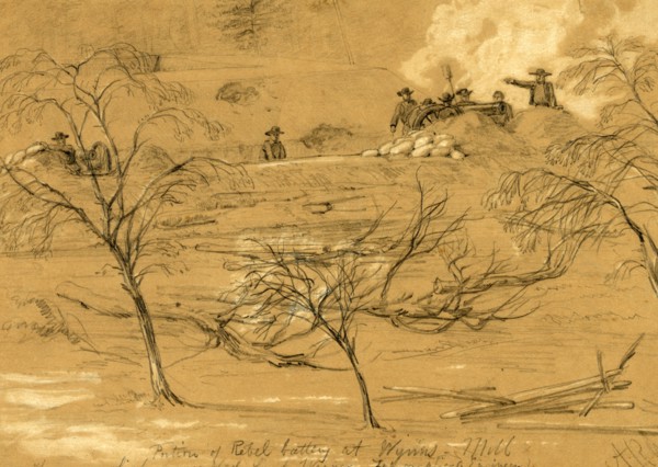 Portion of Rebel battery at Wynns Mill. The gun which wounded Lieut. Wagner. Topographical