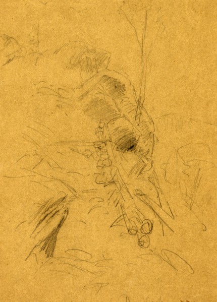 Dug Gap, 1864 May 8, drawing on brown paper pencil, 25.1 x 17.5 cm. (sheet), 1862-1865, by Alfred R