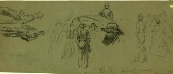Rebs prisoners, drawing, 1862-1865, by Alfred R Waud, 1828-1891, an american artist famous for his