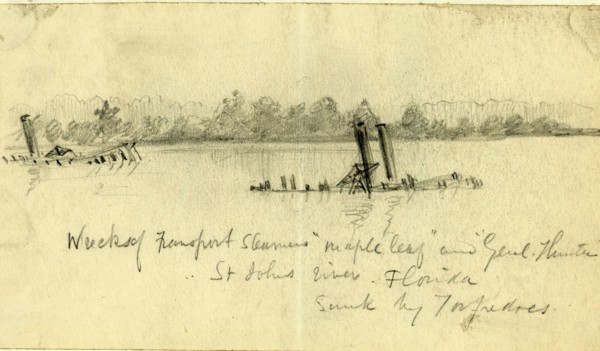 Wreck of Transport Steamers Maple leaf and Genl. Hunter, St. Johns river, Florida, Sunk by