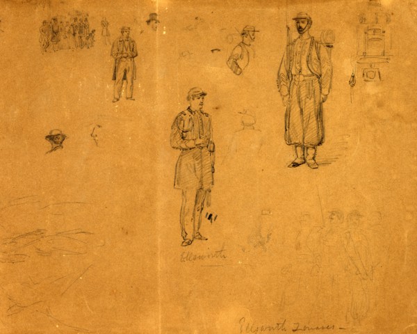 Ellsworth Zouaves, drawing, 1862-1865, by Alfred R Waud, 1828-1891, an american artist famous for