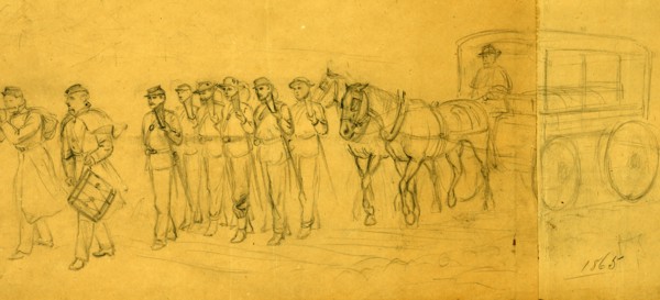 Funeral march, drawing, 1862-1865, by Alfred R Waud, 1828-1891, an american artist famous for his