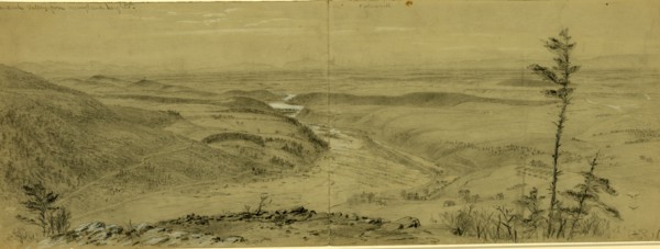 Shenandoah Valley from Maryland heights, drawing, 1862-1865, by Alfred R Waud, 1828-1891, an