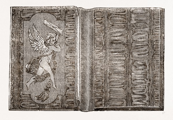 DETAIL OF FOLIO, BOOK, NEEDLEWORK, 19th CENTURY EMBROIDERY