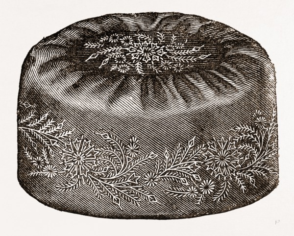 SMOKING-CAP, NEEDLEWORK, 19th CENTURY EMBROIDERY