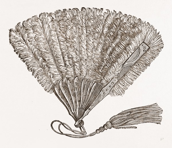 FAN FOR EVENING WEAR, NEEDLEWORK, 19th CENTURY