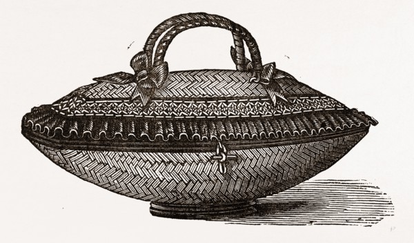 WORK-BASKET OF FANCY STRAW, 19th CENTURY