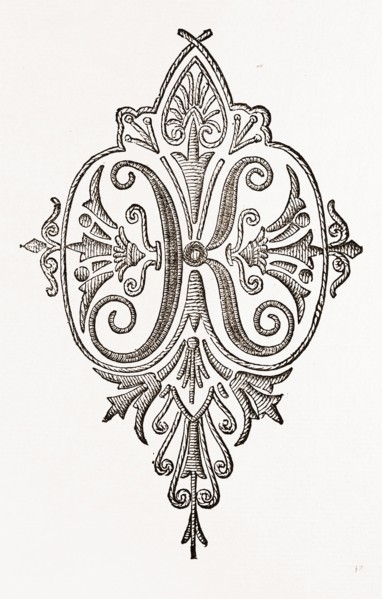 INITIAL FOR HANDKERCHIEFS (K.), NEEDLEWORK, 19th CENTURY EMBROIDERY