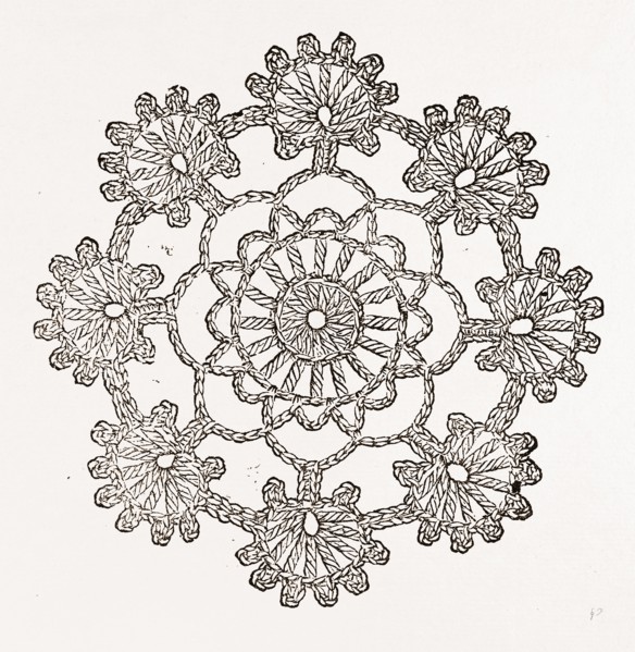 CROCHET ROSETTE, NEEDLEWORK, 19th CENTURY EMBROIDERY
