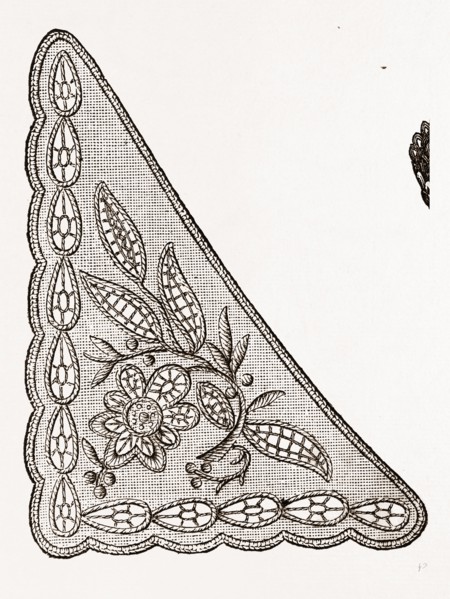 DESIGN FOR COLLARETTE, NEEDLEWORK, 19th CENTURY EMBROIDERY, FASHION