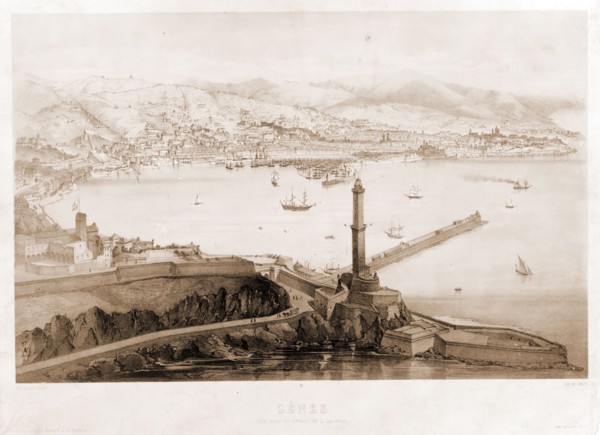 GÃªnes Vue prise au dessus de la lanterne / / dessine par Guesdon ; lith. par Schultz.; Guesdon,