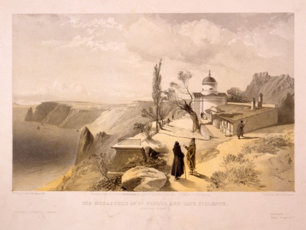 The Monastery of St. George and Cape Fiolente, looking west / W. Simpson, del. ; J. Needham, lith.