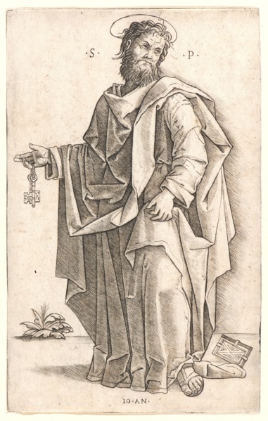 Giovanni Antonio da Brescia (Italian, active ca. 1490â€ì1520). Saint Peter. Engraving.