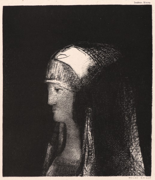 Odilon Redon (French, 1840 - 1916). Druidess (Druidesse), 1892. Lithograph on thin grey wove chine