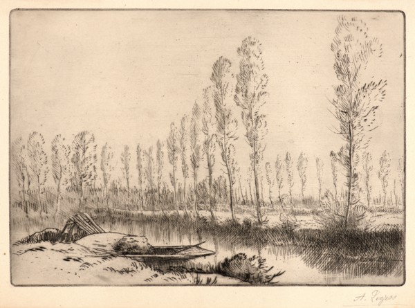 Alphonse Legros (French, 1837 - 1911). PrÃ¨s d'Amiens: Les TourbiÃ¨res. Drypoint.