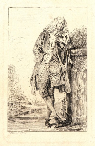 Jean-Antoine Watteau (French, 1684 - 1721). Standing Man, Leaning on His Elbow (L'Homme Debout), ca