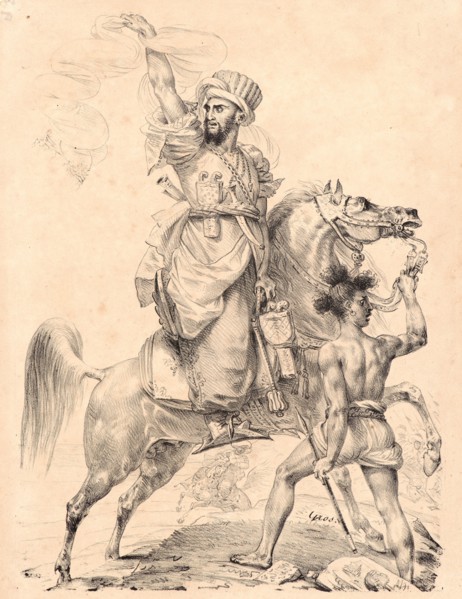 Antoine-Jean Gros (French, 1771 - 1835). Chief of the Mamelucks on Horseback Calling for Help (Chef