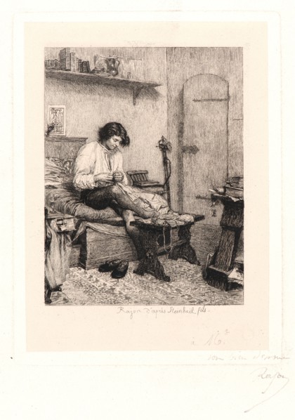 Paul-Adolphe Rajon (French, 1842 - 1888) after Steinheil fils (French). The Poor Student
