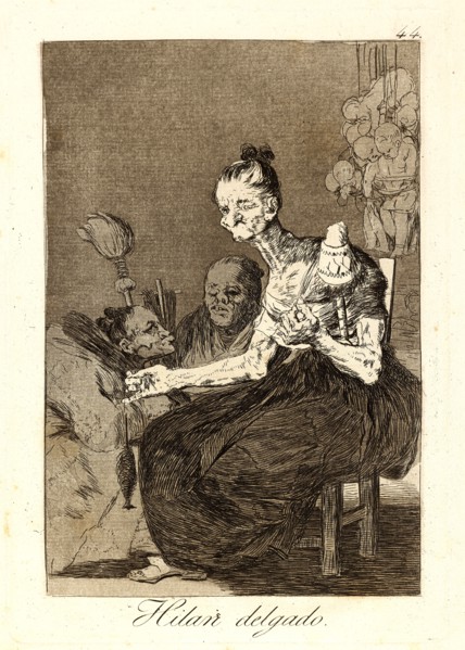 Francisco de Goya (Spanish, 1746-1828). Hilan delgado. (They spin finely.), 1796-1797. From Los
