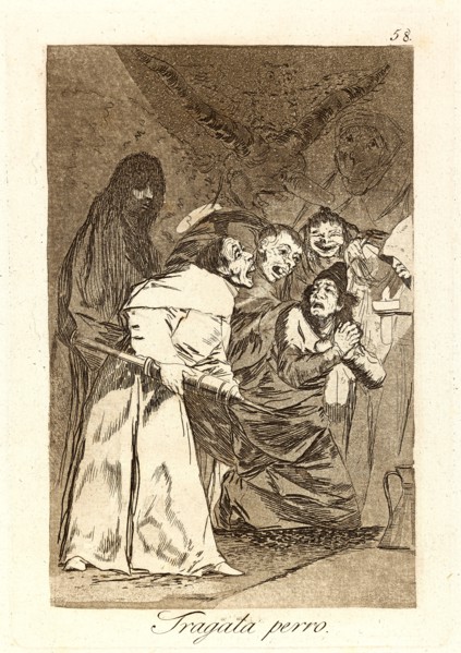 Francisco de Goya (Spanish, 1746-1828). Tragala perro. (Swallow it, dog.), 1796-1797. From Los