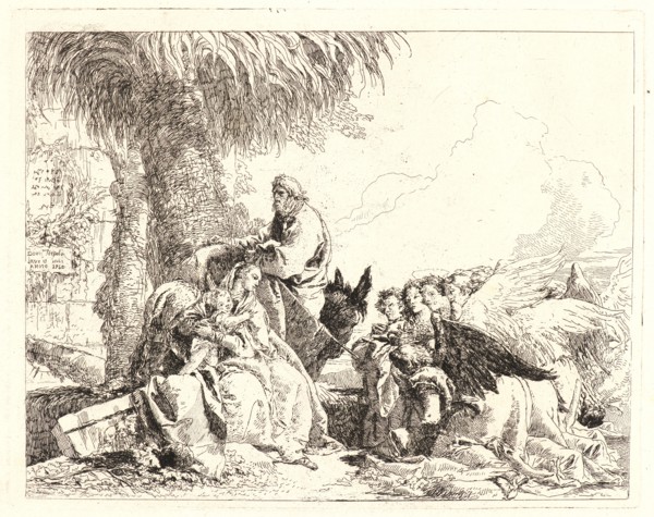 Giovanni Domenico Tiepolo (Italian, 1727 - 1804). The Rest on the Flight, with Adoring Angels,