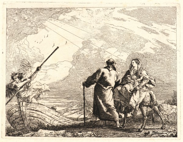 Giovanni Domenico Tiepolo (Italian, 1727 - 1804). The Holy Family at the Bank of the River,