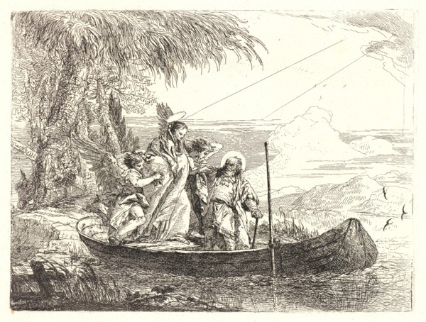 Giovanni Domenico Tiepolo (Italian, 1727 - 1804). The Madonna, Child and Angels Entering the Boat,