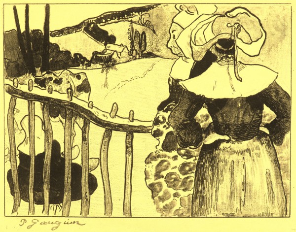 Paul Gauguin (French, 1848 - 1903). Breton Women at a Fence (Bretonnes Ã  la BarriÃ¨re), 1889.