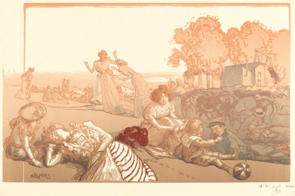 Auguste Louis LepÃ¨re (French, 1849 - 1918). Bucolique Moderne, 1901. Color woodcut on wove paper.