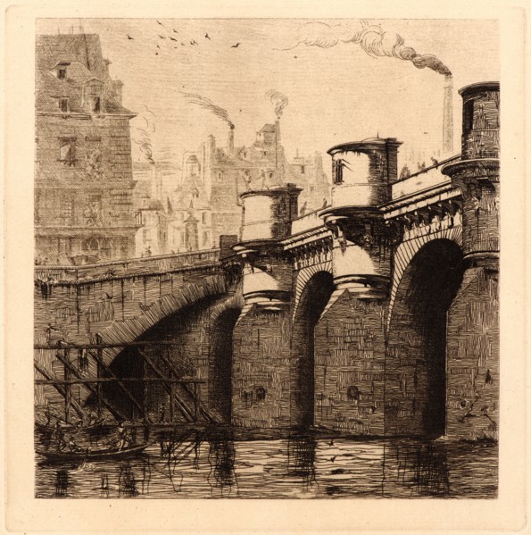 Edmond Gosselin (French, 19th century) after Charles Meryon (French, 1821 - 1868). Le Pont Neuf,