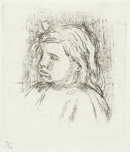 Pierre-Auguste Renoir (French, 1841 - 1919). Portrait of Claude Renoir. Soft ground etching.