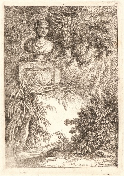 Hubert Robert (French, 1733 - 1808). The Bust, 1763-1764. From Evenings in Rome (Les Soirées de