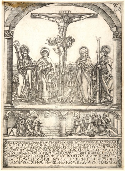 Hans Rogel (aka Master HR) (German, 1532-1592). Christ on the Cross with the Virgin and St. Afra,