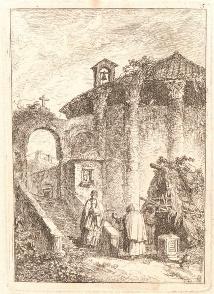Hubert Robert (French, 1733 - 1808). The Antique Temple, 1763-1764. From Evenings in Rome (Les