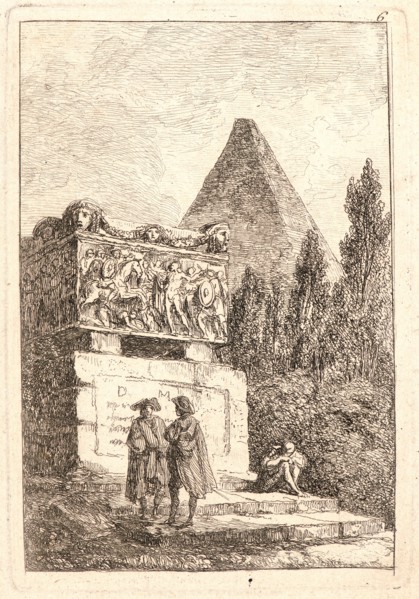 Hubert Robert (French, 1733 - 1808). The Sarcophagus, 1763-1764. From Evenings in Rome (Les Soirées