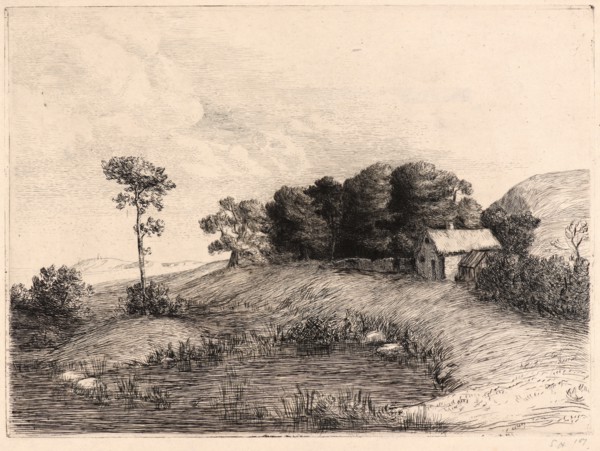 Alphonse Legros (French, 1837 - 1911). Le Paysage Ã  la Mare. Etching. Second state.