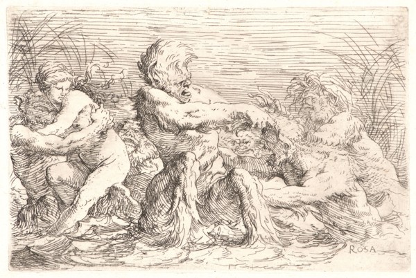 Salvator Rosa (Italian, 1615 - 1673). Combat of Tritons with Naiade, 17th century. Etching.