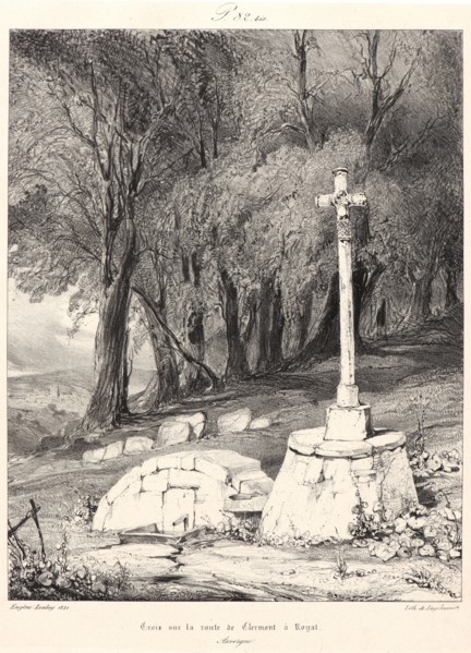 EugÃ¨ne Isabey (French, 1803 - 1886). Croix sÃ»r la Route de Clermont a Royal, 1831. From Voyages