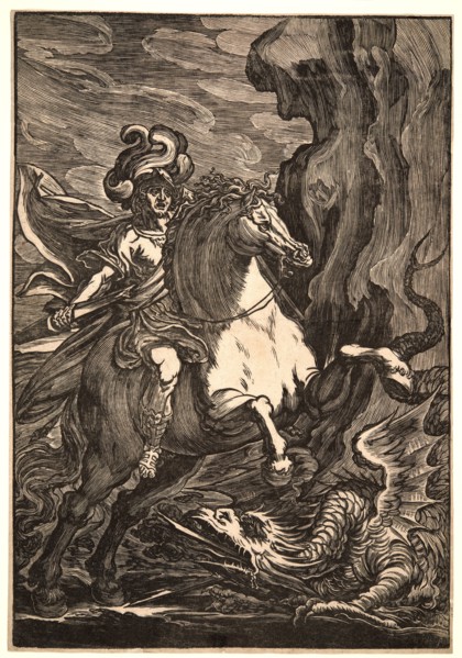 Giuseppe Scolari (Italian, active 1550â€ì1600). St. George and the Dragon, 16th century. Woodcut.