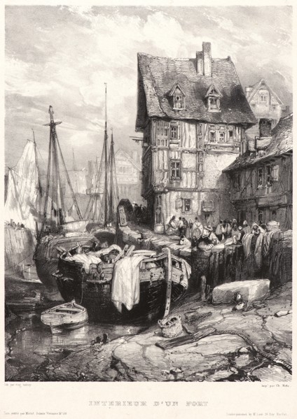 EugÃ¨ne Isabey (French, 1803 - 1886). Intérieur d'un port, 1833. Lithograph on India paper laid
