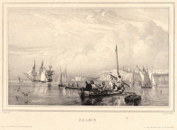 Paul Huet (French, 1803 - 1869). Calme, ca. 1832. From Six Marines. Lithographiées d'aprÃ¨s Nature.