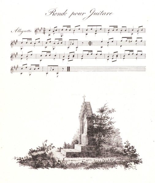 Alois Senefelder (German, 1771 - 1834). A Pen Drawing and Musical Notes, from â€úReceuil