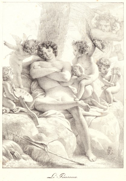 Pierre Guérin (French, 1774 - 1833). The Sluggard (Le Paresseux), 1817-1818. Lithograph.