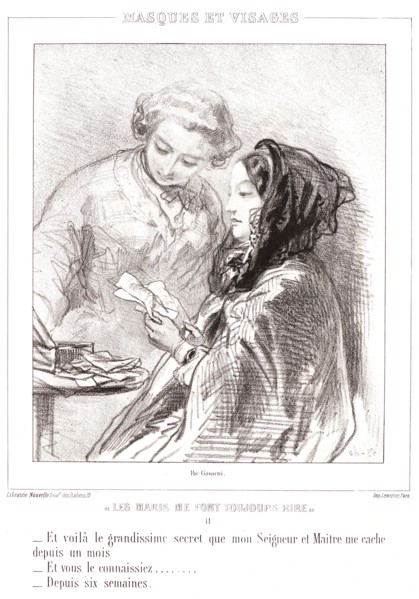 Paul Gavarni (aka Hippolyte-Guillaume-Sulpice Chevalier, French, 1804 - 1866). And here is the