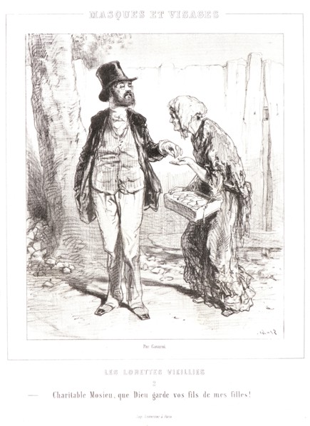 Paul Gavarni (aka Hippolyte-Guillaume-Sulpice Chevalier, French, 1804 - 1866). Charitable sir, may